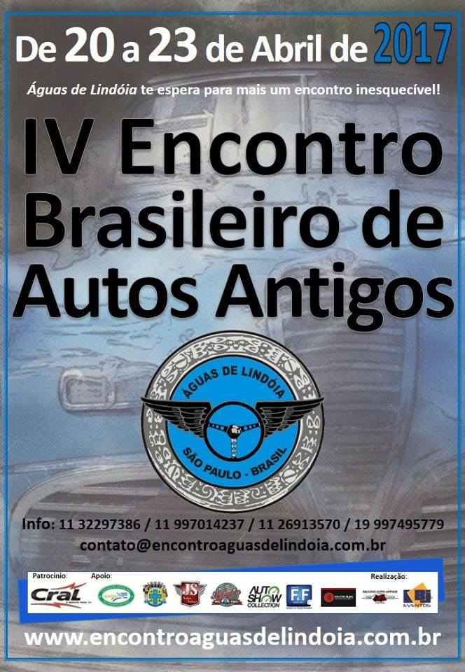 4º EBAA-Encontro Brasileiro de Autos Antigos de 20 a 23 de abril de 2017 em ÁGUAS DE LINDÓIA/SP