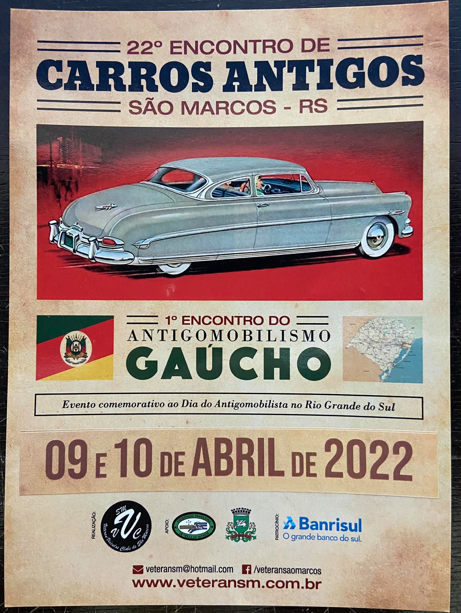 22º Encontro de Carros Antigos em SÃO MARCOS/RS de 09 a 10 de Abril de 2022