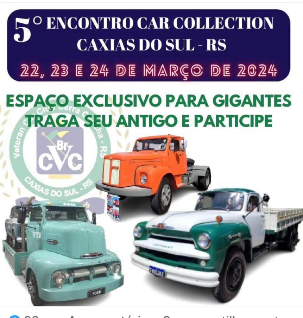 5° Encontro CAR COLLECTION em Caxias do Sul/RS de 22 a 24 de março de 2024